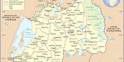 Mapa de mapa Ruanda países veciños
