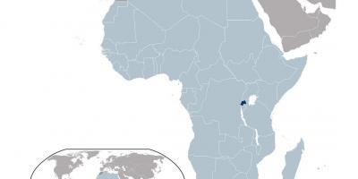 Ruanda localización no mapa do mundo