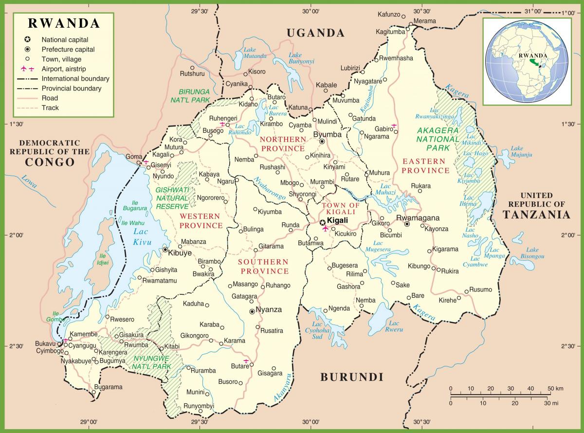 mapa de Ruanda política